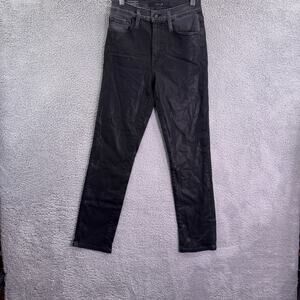 NWOT Joe's Jeans Women's 24 straight Ankle Black Coated Denim Pants High‎ Rise